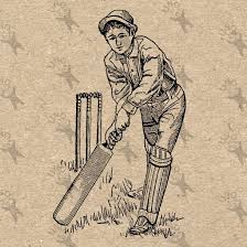 Vintage Cricket Player Bat Black And White Image Instant Etsy Clip Art Vintage White Image Printable Pictures