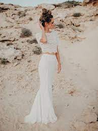 Two Piece Mermaid Wedding Dresses Short Sleeve Lace Beach Wedding Dress Awd1182 Short Sleeve Wedding Dress Lace Lace Beach Wedding Dress Short Sleeve Wedding Dress