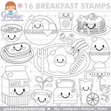 Breakfast Stamp Commercial Use Digi Stamp Digital Image Party Digistamp Breakfast Coloring Page Breakfast Graphi Digi Stamp Digital Stamps Coloring Pages
