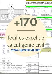 170 Feuilles De Cacul Excel Pour Genie Civil Et Btp Genie Civil Calcul Beton Calcul