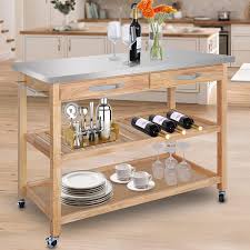We did not find results for: Zimtown 3 Tier Rolling Kitchen Island Utility Wood Serving Cart Stainless Steel Countertop Storage Burlywood Walmart Com Walmart Com
