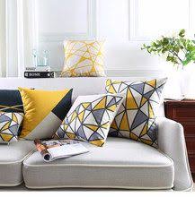 Capa De Almofada Amarela E Cinza Estilo Nordico Abstrato Geometrico Impresso Curto Pelucia Capa De Almofada Cinza Amarelo Decorativo Sofa Thr Almofadas Almofadas Amarelas Almofadas Geometricas
