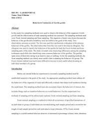 Some focal animal data watching the same group of. Sample Lab Report