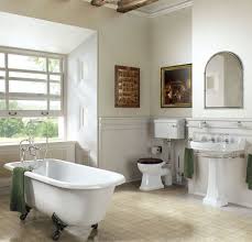 This lovely bathroom from edwardian_seaside_home features a blue and yellow color palette that's maintained throughout the tile floor and the standing clawfoot tub. Burlington Edwardian Bathroom Suite