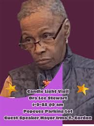 Sadly, Ora Stewart passed away...