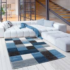 Zum einen entfallen so anstrengende wege durch verschiedene. Moderner Jugendteppich Karo Pastell Blau Creme Weiss Teppich4kids