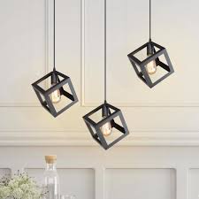 Dimensions h 450 x w 255 mm. Lnc Modern 1 Light Black Frame Mini Pendant Industrial Island Bar Ceiling Light With Square Cage Design Shade Led Compatible A01974 The Home Depot