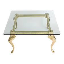 Square solid brass cabriole leg coffee table. Pre Owned Brass Glass Cabriole Leg Coffee Table 825 Liked On Polyvore Featuring Home Furnitu Gold Coffee Table Glass Accent Tables Brass Cocktail Table