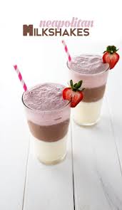 Layered Neapolitan Milkshakes Perfectly Sprinkled Food Milkshake Yummy Drinks