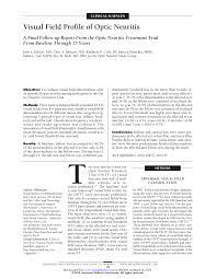 Pdf Visual Field Profile Of Optic Neuritis A Final Follow Up Report From The Optic Neuritis Treatment Trial From Baseline Through 15 Years