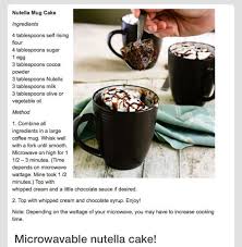 Microwavable Nutella Cake Mug Recipes Nutella Recipes Nutella Mug Cake