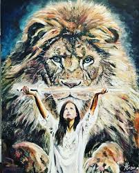 Lion Of Judah And Woman With Sword Prophetic Art Painting Prophetic Art Prophetic Art Worship Jesus Christ Art
