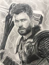 Thor Graphite Pencil Portrait Avengers Drawings Marvel Art Drawings Avengers Art