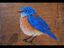 Birds On A Wire Painting Tutorial Bluebird Painting Tutorial Free Acrylic Lesson Pawgustart Painting Bluebird Painting Painting Tutorial Birds Painting
