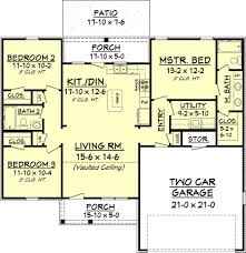 European Style House Plan 3 Beds 2 Baths 1300 Sq Ft Plan 430 58 Southern House Plans House Plans One Story New House Plans
