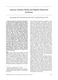 Anterior Chamber Depth and Pigment Dispersion Syndrome