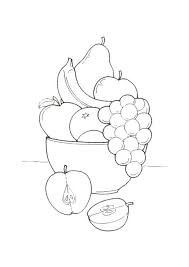 A Colorier Des Fruits Dans Un Bol Sur Une Table Coloriage Coloriage Fruits Et Dessin Fruits