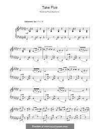 Take Five Dave Brubeck By P Desmond Dave Brubeck Sheet Music Printable Sheet Music