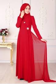 Toka Detayli Tesettur Abiye Kirmizi Elbiseler Moda Stilleri The Dress