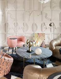 The living room blends into the bar featuring a large walnut wood wall to add interest, texture and warmth. 7 Stunning Feature Wall Ideas For Your Living Room Luxdeco