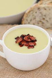 Creamy Potato Leek Soup With Crispy Bacon Recipe Leek Soup Potato Leek Soup Thermomix Recipes