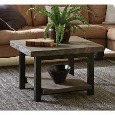 Clickdecor lydia matte black wireframe coffee table, modern farmhouse round living room accent furniture distressed wood finish tabletop, fully assembled. Alaterre Furniture Pomona 27 In Rustic Natural Black Medium Square Wood Coffee Table With Shelf Amba1320 The Home Depot