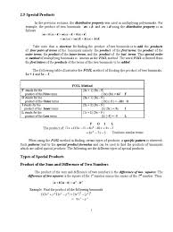 Chapter 2 Special Products Factoring Polynomials Chapter Multiplying Polynomials