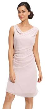 Suzi Chin For Maggy Boutique Dusty Pink Draped Silk Chiffon Short Cocktail Dress Size 16 Xl Plus 0x