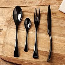 lekoch 4 pieces set de couverts en acier inoxydable 18 10 acier inoxydable noir vaisselle design couverts design couverts de table