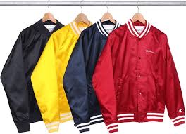 Champion Satin Varsity Jacket A La Supreme 4 Color Ways Denim Jacket Men Satin Jackets Custom Varsity Jackets