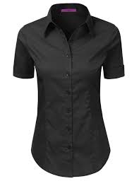 Amazon Com La Basic Womens Short Sleeve Button Down Collared Shirts S 3xl
