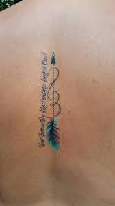 You Flow Like A Feather In A Beautiful World Like The Little Pop Of Color Even Though I M Unsure If I Want It I Like The Flow And Feel Of Movement Feather Tattoos Tattoos Arrow Tattoos