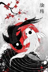 Jealous of snow white's beauty, the wicked queen orders the murder of her innocent stepdaughter, but later discovers that snow white is still alive and hiding in a cottage with seven friendly little miners. Poster Pescado Koi Yin Yang De Ruby Art Koi Art Koi Fish Drawing Japanese Art