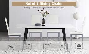 This is our 4pcs dining chairs which will offer you a comfortable seating experience. Amazon Com Costway Pu Leather Dining Side Chairs Elegant Design Home Furniture Set Of 4 White Chairs