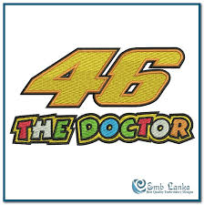 They are a perfect idea to customize your environment: Valentino Rossi Race Number 46 And Doctor Logo Embroidery Design Emblanka