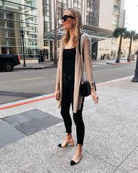 Fashion Jackson Wearing Beige Cardigan Black Top Black Skinny Jeans Chanel Slingbacks Fashion Jackson Beige Cardigan Outfit Fashion