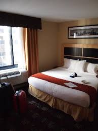 Hotel exterior in the evening. Main View Of Room Picture Of Holiday Inn Express New York City Wall Street Tripadvisor
