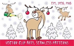 Download Funny Deer Christmas Clipart And Seamless Patterns Graphic By Olga Belova Creative Fabrica Seamless Patterns Funny Deer Clip Art SVG Cut Files