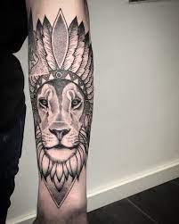 Native American Lion Dotwork Tattoo Native American Tattoos Tattoos Native American Tattoo