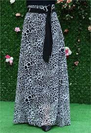 Aysima Leopar Desen Sifon Tesettur Etek Siyah 5732 Etek Modelleri Etek Uzun Etek