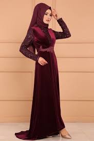 Modaselvim Abiye Pul Ve Tas Detayli Kadife Abiye Ygs6152 S Bordo Elbise Kadife