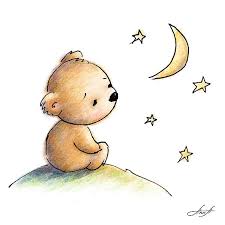Drawing Of Cute Teddy Bear Watching The Star By Anna Abramska Cute Bear Drawings Teddy Bear Drawing Bear Drawing