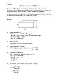 Click on the right and select save to download free easy math worksheets. Calculus Optimization Problems Worksheets Teaching Resources Tpt