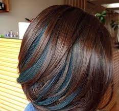 Brunette And Electric Blue Layers Hair Styles Gorgeous Hair Color Peekaboo Hair