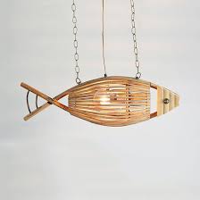 Bamboo Fish Chandelier Light Tropical Style 1 Light Suspension Light For Restaurant 10 H X 30 W Beautifulhalo Com