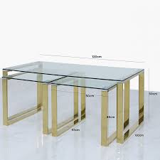 Coffee tables and tip sets can combine rooms, making them more stylish and more functional. Set Of 1 Harper Gold And Clear Glass Coffee Table And 2 End Tables Picture Perfect Home