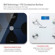 S Body Bluetooth Body Fat Scale, Smart Digital Scale with Large Hidden LED  Display, Body Composition Monitor, Free APP Works with iOS and Android for  Measuring for Weight, ITO Conductive Surface Tech :