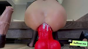 CrazyWifeSlut pussy wrecked by huge horse dildo