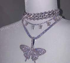 Silver Butterfly Choker Girly Jewelry Hip Hop Jewelry Cute Jewelry