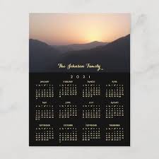 Sunrise In The Mountains Golden Sky 2021 Calendar Holiday Postcard Zazzle Com In 2020 Holiday Calendar Holiday Postcards Custom Christmas Cards
